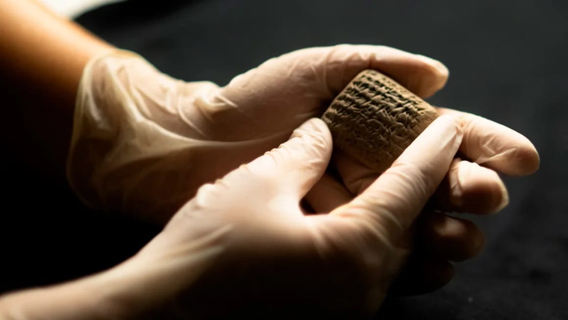 Archaeologists unearth tiny 3,500-year-old clay tablet following an earthquake