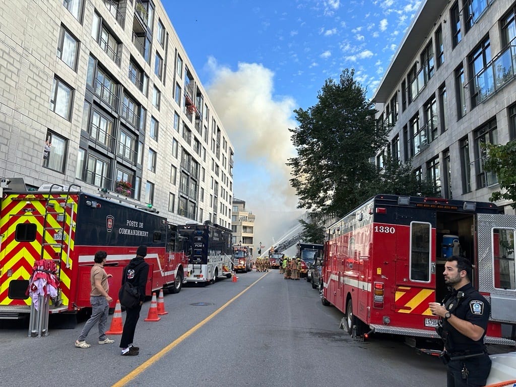 One person is critically injured in a major fire in Old Montreal, and police are investigating