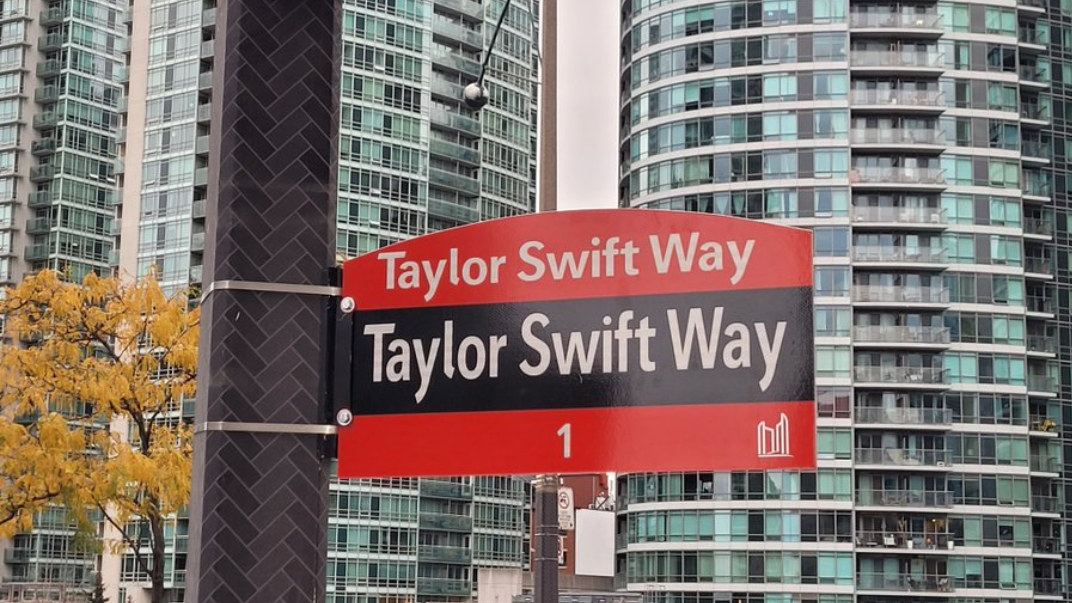 In advance of the pop star's visit, the City of Toronto and Rogers unveil the "Taylor Swift Way" street sign