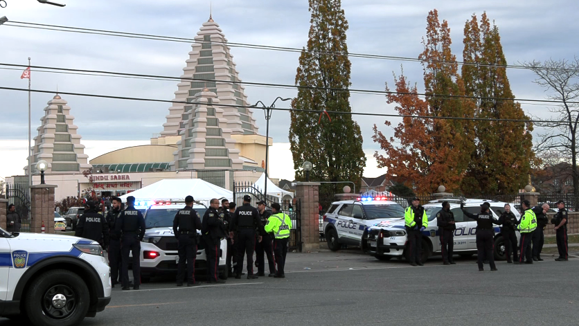 Weapons seen at protest at Brampton Hindu temple one day after violent clashes: police