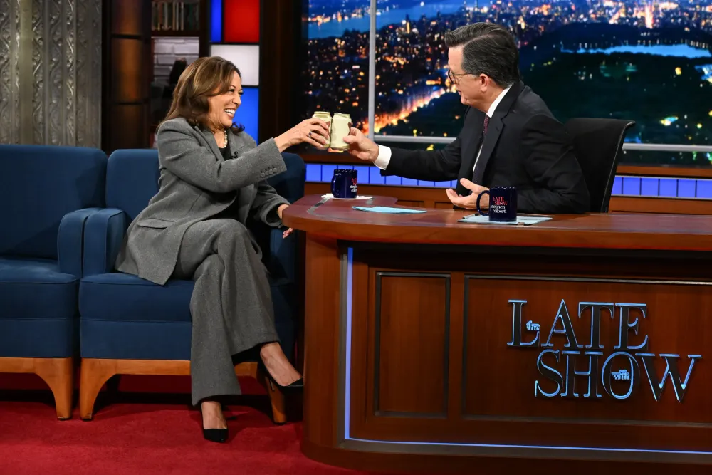 Kamala Harris calls Donald Trump ‘a loser,’ sips beer with Stephen Colbert post image